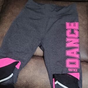 Justice Black Leggings with Pink Dance Print